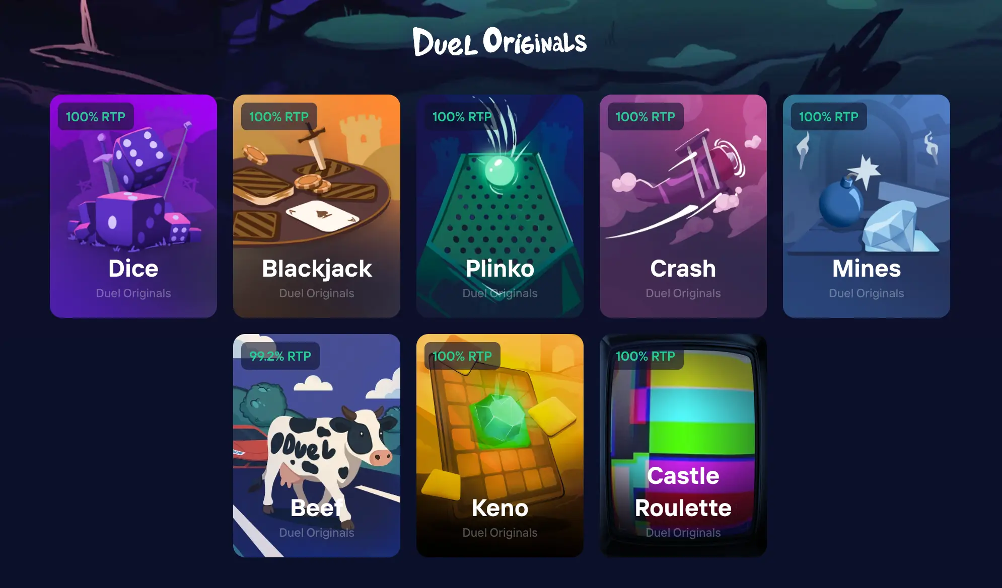 Оригинальные игры Duel Casino с RTP 100%